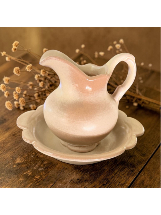 Frankoma Other - Frankoma 30B Creamer w/ Underplate Tan Satin Glaze Mid Century Pottery Set